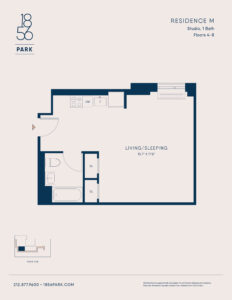 Floorplan for Studio Residence M, floors 4-8 at 88 East 127th Street, 1856 Park apartments in Harlem.